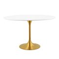 48" White Oval Lacquered Wood Top Pedestal Stem...