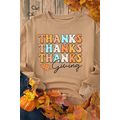 Khaki THANKS giving Leaves Printed Drop Shoulde...