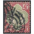 1892 SG206 4 1/2d Green & Carmine PERFIN "SS&Y"...