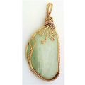 Nephrite Jade Bronze Wire Wrap Gemstone Pendant 3