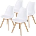 Set of 4 Modern White Shell Dining Chair Uphols...
