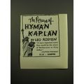 1959 Harper Book Advertisement - The Return of Hyman Kaplan by Leo Rosten