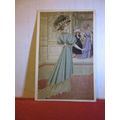 EDWARDIAN FASHION, LADY antique postcard 1907 pm =