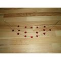 Pretty Red Three Strand Floral Fashion Necklace