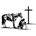 cowboy praying at cross with horse vinyl decal ...