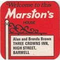 BEER MAT - MARSTONS BREWERY - THREE CROWNS INN,...