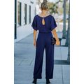 Blue Belted Wide Leg Jumpsuit