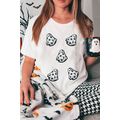 White Playful Ghost Patched Cotton Blend T Shirt