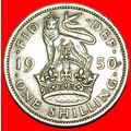 ENGLISH CREST: UNITED KINGDOM★ 1 SHILLING 1950!...