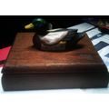 Wood playing card holder duck figuirine 2 decks...