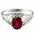 Created Ruby, 925 Sterling Silver Ring, SR137