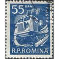 ROMANIA, ROAD, Timber truck, blue 1960, 55bani, #3