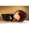 "Black Glazed Ceramic Bonsai Pot - Oval5"" x 4....