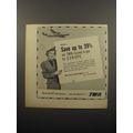 1950 TWA Airlines Ad - Now.. save up to 39% on TWA round trips to Europe