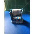 Chair Blue Teddies Handmade with Crocheted Shaw...