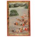 Hunting Party On A River Lake Old Indian Mughal...