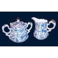 Lefton Blue Paisley 4" sugar & 3 ½" creamer set...