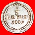 LION (1809-1812): GERMANY BADEN★ 1/2 KREUZER 18...