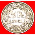 SILVER (1875-1967): SWITZERLAND ★ 1/2 FRANC 196...