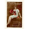 Postcard - Circa 1920s? Girl with bunch of Rose...