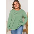 Grass Green Flower Applique Mineral Wash Plus S...