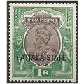 Patiala State (ICS) 1929 SG73 1r Chocolate & Gr...