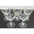 Vintage Art Etched Cocktail Wine Gold Trim Crys...