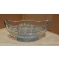 Art Deco Blue Oval Glass Vase with Frog (21cm l...
