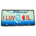 I Luv Illinois Wood License Fridge Magnet