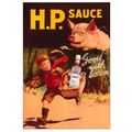 HP Tomato Sauce Bacon Pigs Poster Advertising Postcard