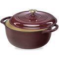6 Quart Large Maroon Cabernet Red Enamel Cast-I...