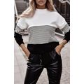 Black Striped Contrast Colorblock Knit Top