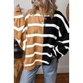 Light French Beige Colorblock Oversized Sweater
