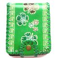 Ladies Green Leather Wallet with Flower & Geome...