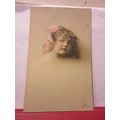 YOUNG GIRL PORTRAIT , used antique postcard Ett...