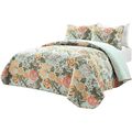 King size 3 Piece FarmHouse Teal Floral Cotton ...