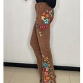 FLORAL Embroidered Flares Bell Bottom Pants Jea...