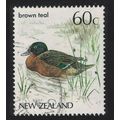 New Zealand Brown Teal Bird 1986 Canc SG#1291
