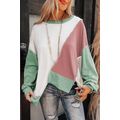 Colorblock Stitching Irregular Hem Long Sleeve Top