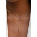 Gold Bar Pendant Layered Adjustable Chain Necklace