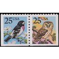 2284-2285 25c Grosbeak-Owl Fine MNH BPS Bottom ...