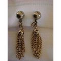 Gold Chain Tassel Earrings Screw Back Chain Tas...