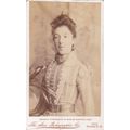 VICT. CDV PHOTO - LADY, STRIPED DRESS/BELT BY S...