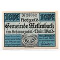 1921 Germany Mellenbach Notgeld 10 Pfennig Note...