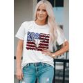 White Bull Skull American Flag Graphic Tee