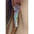 Green Vintage Marbled Pattern Alloy Earrings