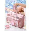 Pink Waterproof Multi Pockets Transparent Trave...