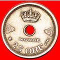 Ⰶ HOLE 1924-1950:NORWAY★25 ORE 1946! HAAKON VII...