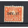 Canada - 1c Orange War Tax, Pre-Cancelled 'DIV....