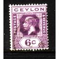 CEYLON 1922 SG343 6c BRIGHT VIOLET FINE USED